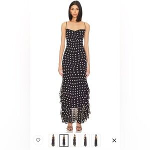 LPA Giulia Black and White Ruffled Maxi Dress